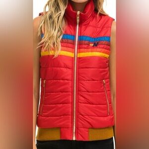Aviator Nation 5 Stripe Woman’s Vest, size Small, Red. New.